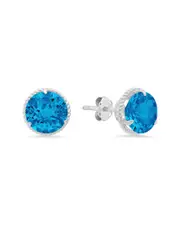 MaxColor 14K 3.90 ct. tw. Blue Topaz Halo Studs