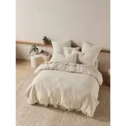 Linen House Double Majorca Natural Bedroom Cotton Quilt Cover Set