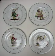 Debbie Mumm Salad Dessert Plates (4) Christmas Sakura Oneida Snow Sledding