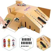 HPAMR Finger Skateboard Ramp Set, Mini Skateboard Finger Ramps Sets Fingerboard Skate Park Toys with 3 Finger Skateboards & 8 Skatepark Deck Ramp Dexterity Training Props Finger Skateboards for Kids