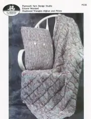 Plymouth Encore Worsted Knitting Pattern P228 Shadowed Triangles Afghan & Pillow