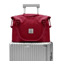 在飛比找momo購物網優惠-【DF Queenin】韓風大容量防潑水多功能旅行袋可掛行李