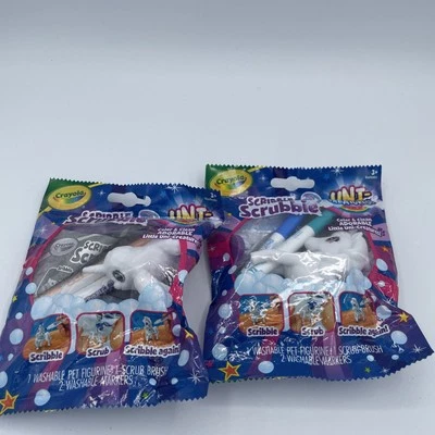 Crayola Scribble Scrubbie uni-creatures Leo and Una lot of 2 New