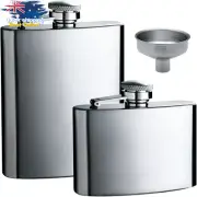 Stainless Steel Hip Flask Set - 5oz & 8oz Flasks w/ Funnel for Whiskey & Alcohol