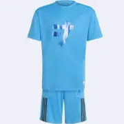 NWT ADIDAS X LEGO NINJAGO JAY T-SHIRT AND SHORTS SET GN6824 BOYS L BLUE $70 MSRP