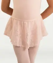 Body Wrappers 2192 Size Small/Medium (4-7) Pink Flower Mesh Girls Pull on Skirt