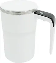 Magnetic Automatic Stirring Cup Portable One Click Mixing Made of 304 Stainless Steel and Sturdy ABS Casing. is Safe, White