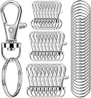 100PCS Swivel Snap Hooks with Key Rings, Premium Metal Swivel Lobster Claw Clasps Assorted Sizes (Large, Medium, Small) for Keychain Clip Lanyard, Jewelry Making, Crafts, Silver
