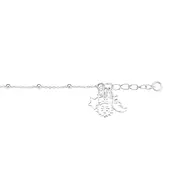 Silver 25+2cm Star Moon & Sun Beaded Anklet