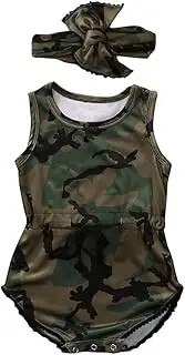 [KIDSA] 0-24M Infant Toddler Baby Boys Girls Romper Jumpsuit One-Pieces Camo Clothing Outfits Set with Headband