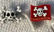 Lot of 2 - Skull Crossbones & Pirates Life Flag - Crocs Shoe Charm Jibbitz 09