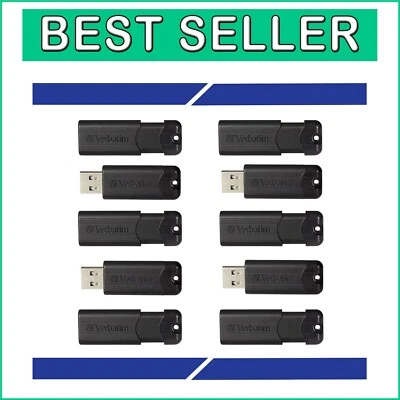 32GB USB 3.2 Gen 1 Flash Drive 10-Pack - Retractable Black Thumb Drives