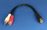 RCA Y Splitter Adapter Female Male Male 6 Inch