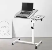 Portable Laptop Desk USB Cooler Mobile Adjustable Height Computer Table White