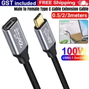 10Gbps Male to Female Type C Cable Extension Cable USB 3.1 Gen 2 Fast Charging