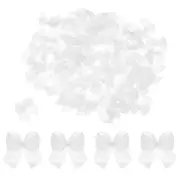 150Pcs Mini Ribbon Bows 16" Mini Fabric Satin Ribbon Gift Flower Bows Wood White