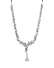 Nadri Sav Cubic Zirconia Cluster Lariat Necklace in Rhodium Plated, 16-18