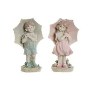 Decorative Figure Dkd Home Decor 28 x 20 x 48.5 Cm Blue Pink Children 2 Units