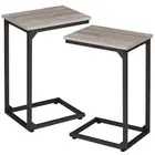 AMHANCIBLE C Shaped End Table Set of 2 Couch Tables That Slide Under TV Tray ...