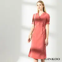 在飛比找momo購物網優惠-【GINKOO 俊克】短袖開襟洋裝