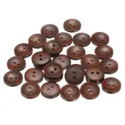 30pcs Wooden Sewing Button 18mm 2 Holes Round Craft Button Medium Brown