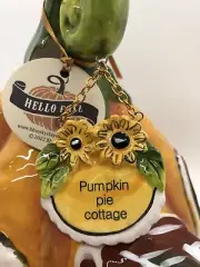NEW Blue Sky Clayworks Pumpkin Pie Cottage Autumn Luminary Tea Light Holder