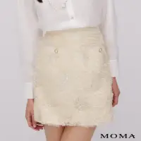 在飛比找momo購物網優惠-【MOMA】優雅亮片蕾絲短裙(杏色)