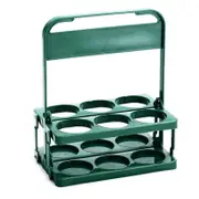 6-Compartment Foldable Beer Carrier, Portable Beverage Caddy for Soda, Wine, Cans Green