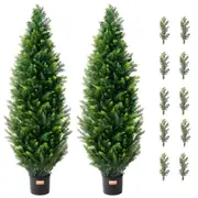 2 Pack 4' Artificial Cedar Topiary Tree Faux Plant UV Decor In/Outdoor