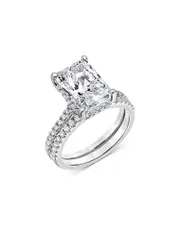 Bloomingdale's Fine Collection Certified Lab Grown Diamond Radiant Cut & Round Bridal Set in 18K White Gold, 4.50 ct. t. w.