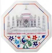 White Marble Hallway Side Table Top Taj Mahal Replica Inlay Work Coffee Table