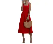 Casual Halter Tank Dress for Women - Red