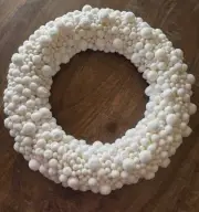 Crate & Barrel Snow Snowball Winter Christmas Wreath 12” Glitterball