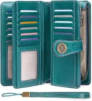 Monedero para Mujer Cartera de Mano Tarjetero de Cuero PU Bolso con Cremallera