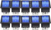 EVTSCAN 10 Pcs 6 Pin Blue Plastic Rocker Switch with Light for Appliances Machine Tool KCD4