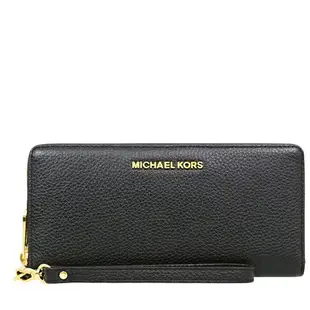 MICHAEL KORS 拉鍊長夾 皮夾 鵝卵石壓紋真皮革 加大長夾 長夾 手拿包 M27056 黑色MK(現貨)▶指定Outlet商品5折起☆現貨