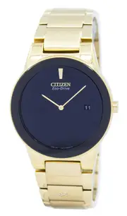 Citizen Axiom Eco-Drive Black Dial Gold Tone Stainless Steel AU106256E Men Watch