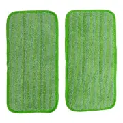 Smart Home Reusable Green Microfiber Hook and Loop Mop Floor Duster Pads, 2 Pack