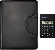 SHOWERORO A4 Leather Portfolio Binder Zipper Document Organizer Business Padfolio Includes Calculator Memo Pad