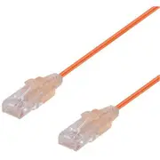 Dynamix Cat6A 10G Ultra-Slim Patch Lead - 1m - Orange 30AWG - RJ45 Unshielded Gold Plated Connectors - Supports PoE IEEE 802.3af (15.4W) [PLSO-C6-1]