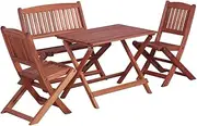 Outdoor Dining Set for Children Solid Eucalyptus Wood 4 Piece Table Chairs Patio Furniture Garden Seating Foldable Design