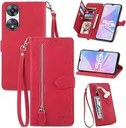 Lanyard Card Slots Wallet Clip Compatible with Oppo A 78 A78 Reno 8T 8 T Reno8T CPH2483 CPH2495 CPH2481 Covers Cases Magnetic PU Leather Stand Holder (Red,Oppo A78)