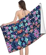 VPPUR Floral Blue Print Camping Bath Towel 52 x 32 in Soft Highly Absorbent Quick Dry Towels for Bathroom