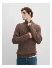 [Country Road] Merino Wool Nep Half Zip Neck Knit in Chocolate
