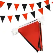 Black and Red Bunting Banner Party Decoration, 20M 52pcs Waterproof Pennant for Indoor Outdoor Birthday Weeding Party Baby Shower Garden Home Decorations