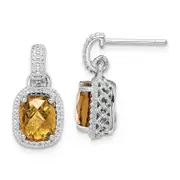 Sterling Silver Rhodium-plated Whiskey Quartz Earrings