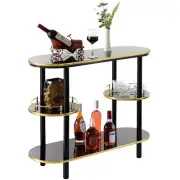 New Modern Display Wooden Console Bar with Tiered Open Shelves, Mini Bar