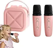 Karaoke Machine with Microphones - Rechargeable Wireless Karaoke Machine with Handle | Colorful Lighting Girls Entertainment Family Friends Singing Speaker for Classroom