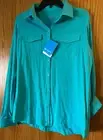 NWT Columbia Women's Rocky Ridge Teal L/S Button Front Knit Top Size Large L $65