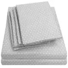 4 Piece 1500 Thread Count Brushed Microfiber Deep Pocket Sheet Twin Dot Gray